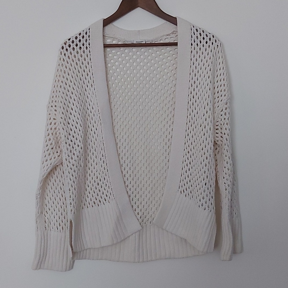 Abercrombie and Fitch 100% Cotton Open Knit Open Front Cardigan Ivory Size Med